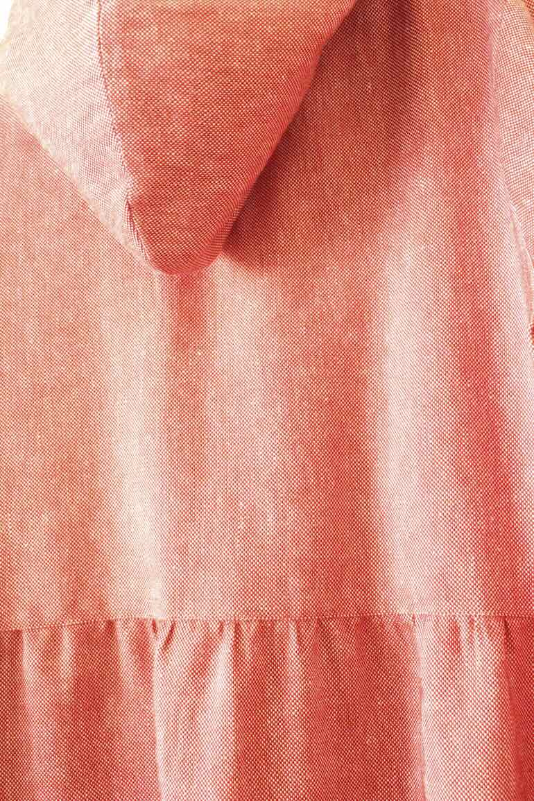 PDNo.120 フード付きワンピース　リネンウール<br />OXチェリ-レッド